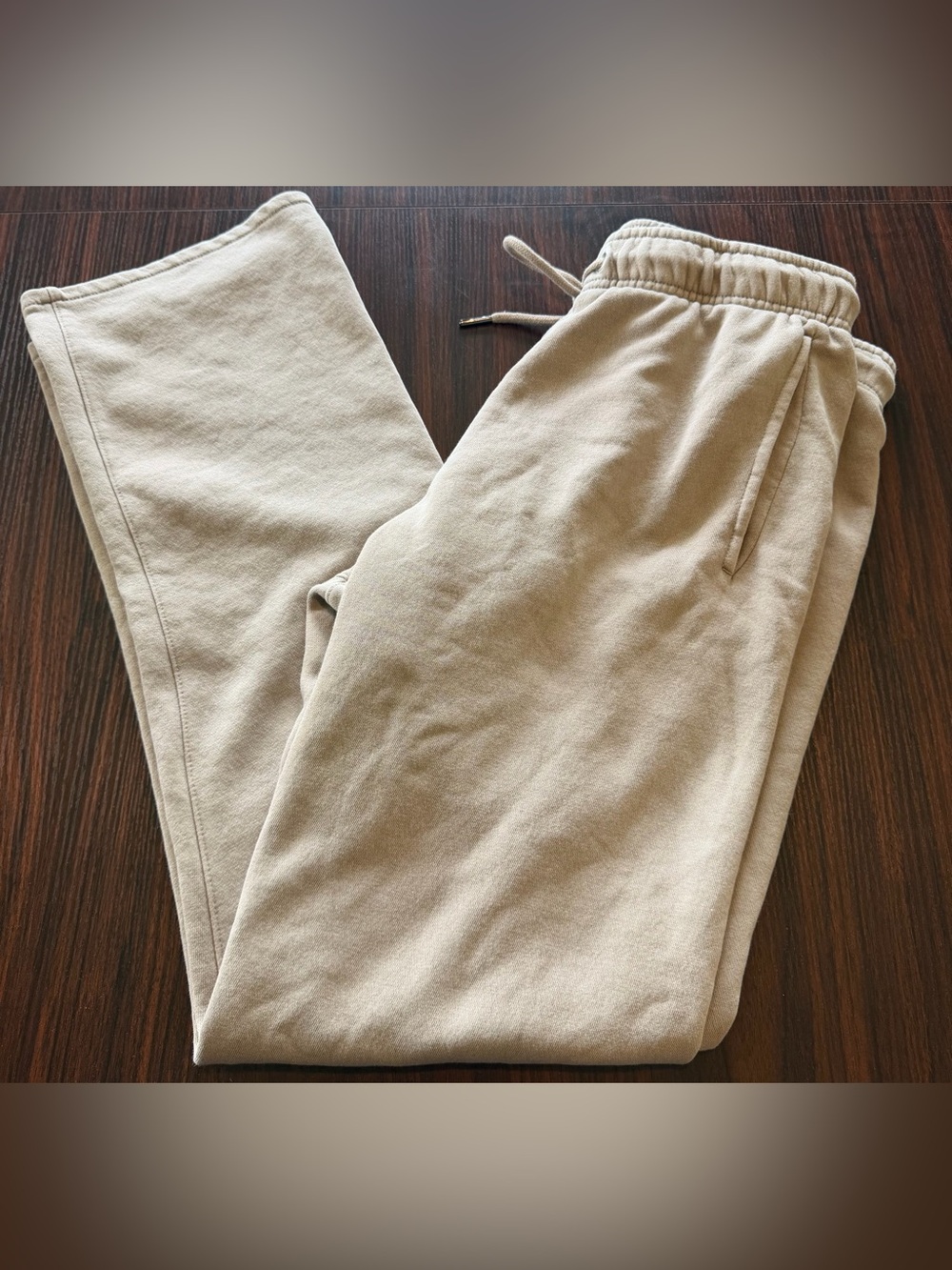 PacSun Mens Tan Beige Fleece Straight Leg Sweatpants Drawstring Size S